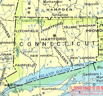 美国Connecticut州政区图
