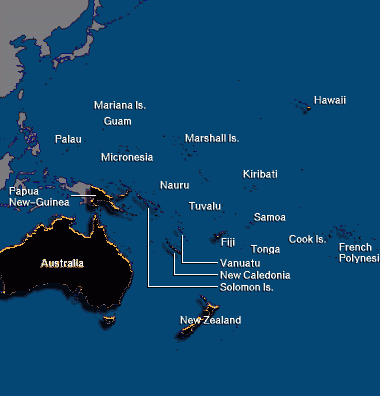 世界行政地图之大洋洲地图
