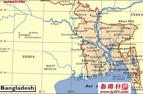 孟加拉英文地图