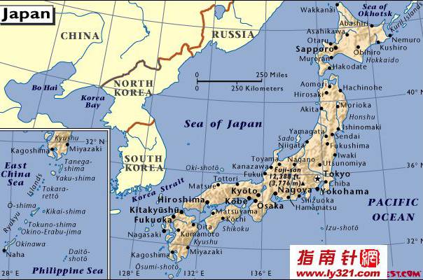 日本英文地图
